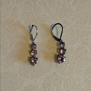 Sterling silver amethyst heart earrings